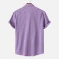 thumbnail image 4 of Men Casual Solid Turndown Short Sleeve Button Closure Shirt Hawaii Blouse, 4 of 9
