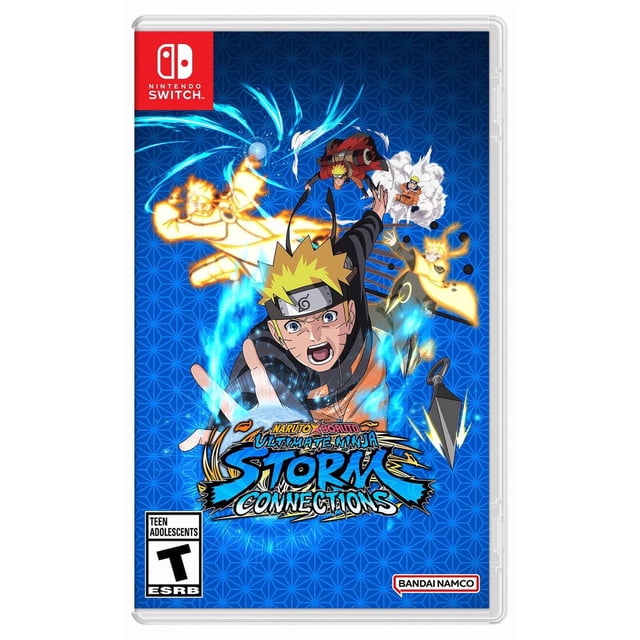 Naruto x Boruto Ultimate Ninja Storm Connections (Nintendo Switch) Standard game edition box art with anime characters in action poses; includes 20th anniversary title text and product note listing over 27 million series units sold, suitable for local co-op play.