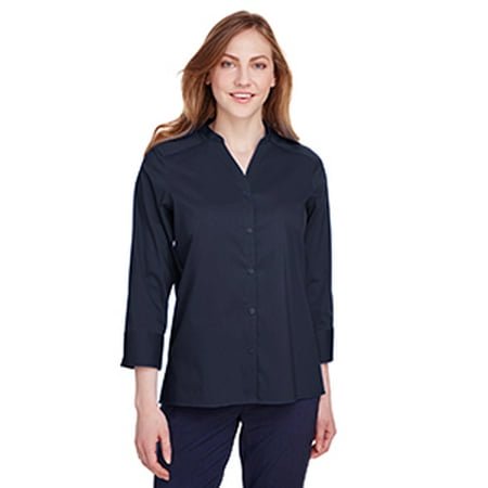 Blouse à Manches 3/4 en Broadcloth Extensible Collection Couronne pour Femmes DG560W