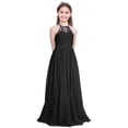 thumbnail image 1 of TiaoBug Kids Girls Halter Neck Chiffon Long Party Junior Wedding Evening Prom Maxi Gown Dress Black 6, 1 of 7