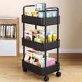 thumbnail image 1 of Tyidzon Chariot Roulant à 3 Niveaux, Chariot Utilitaire en Plastique avec Poignée, Chariot de Rangement Multifonction pour Bureau, Salon, Cuisine, Organisateur de Rangement Mobile avec Roues Noir, 1 of 6