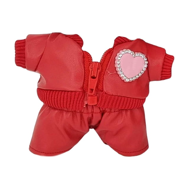 Doll Accessory Clothing: 17cm Doll Wearing A Unique Red Leather Jacket Design