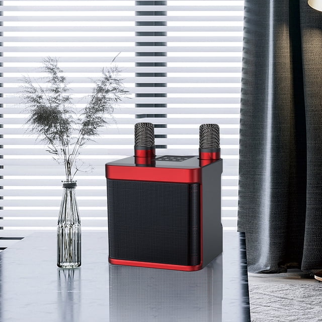 Home Audio Karaoke Machine With Wireless Microphones, 3000mAh Portable Microphone Speaker Set, Bluetooth 5.0 Rechargeable PA System Stage Subwoofer