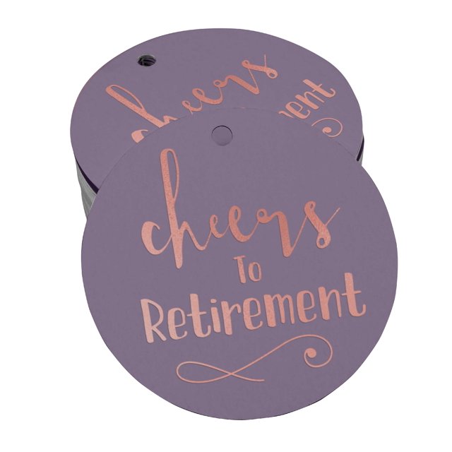 Inkdotpot Pack Of 50 Real Rose Gold Foil Paper Tags Cheers To Retirement Favor Hang Tags
