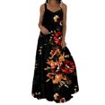 thumbnail image 1 of Daeful Robe Débardeur pour Femme, Robe d'Été à Imprimé Floral, Évasée, de Fin de Semaine, Encolure Carrée, Maxi, Été 17# Noir 5TG, 1 of 2
