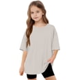 thumbnail image 2 of Hauts d'Été pour Adolescentes 2025 T-Shirts Surdimensionnés à Manches Courtes Chic Décontracté Col Rond Mode, 2 of 5