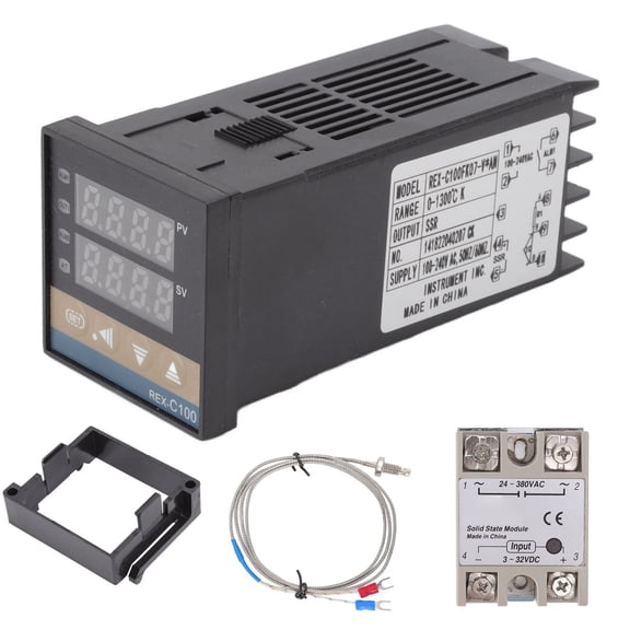 Gugxiom Kit de Contrôleur de Température PID Intelligent, AC100 240V Affichage Numérique Contrôleurs de Température PID REX C100 Thermostat Numérique, Contrôleur de Température Thermostat PID Numérique