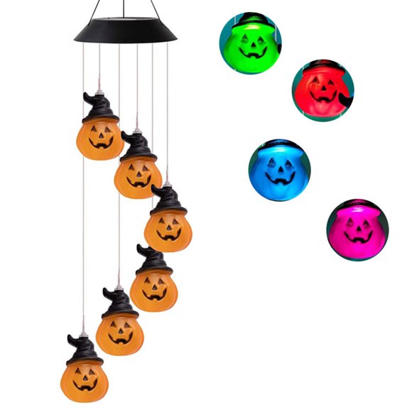 SDNall Solar Lights Outdoor, Halloween Lights Outdoor, Solar Lights Outdoor Decorative, Solar Wind Chime Lights \ Led Courtyard Halloween Gifts \ Outdoor Decorative Pumpkin Lights