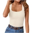 thumbnail image 1 of AherBiu Ribbed Tank Tops for Women Summer Casual Ribbed Knitted Camis Slim Fitted Sleeveless Round Neck Tops, 1 of 6
