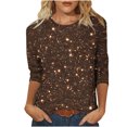 thumbnail image 2 of UPPADA Blouses pour Femmes Grande Taille à Manches 3/4, T-Shirts à Imprimé Floral Teintable, Chemises Décontractées Tendance à Col Rond, Chandails Confortables à Enfiler, Hauts Blouses Mignons d'Été pour Femmes, Hauts à Manches 3/4 en Liquidation, 2 of 5