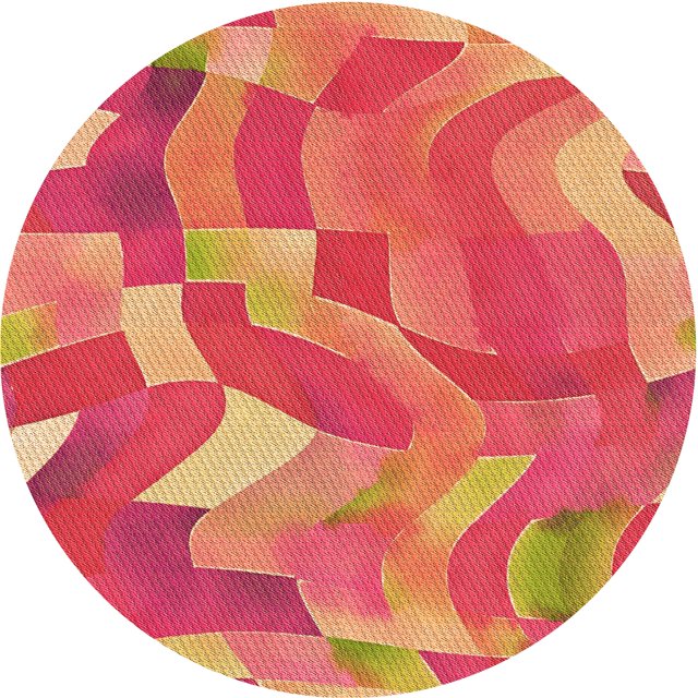 Ahgly Company Tapis d'Intérieur Ronds Transitionnels Rouges Lavables à la Machine, 7 Pieds Rond