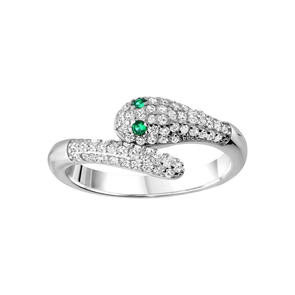 Charisma Sterling Silver CZ Snake Ring