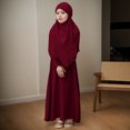 thumbnail image 2 of LUOGENLI Dress Girls Round Neck Ruffled Solid Color Dress with Pattern Flounce Maxi Skirt with Shorts Underneath Plus Size Wine 7-8Years, 2 of 4