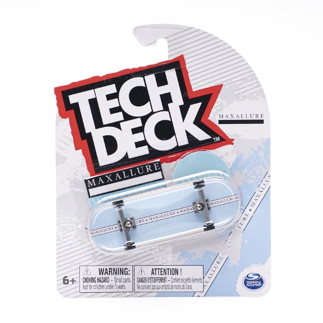 Tech Deck Fingerboard Planche à Roulettes Complète avec Graphiques Authentiques et Accessoires - Max Allur - Bleu Chic