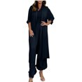 thumbnail image 1 of Timegard Vacation Outfits for Women 2 Piece Lightweight Open Front Long Top Wide Leg Rompers Sets, 1 of 5
