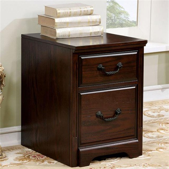 Benzara BM123025 Armoire de Style Transitionnel avec Roulettes&44; Noyer Foncé