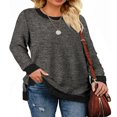thumbnail image 2 of Sweatshirt for Women Long Sleeve Tunic Tops Color Block Crewneck Sweatshirts Side Split, 2 of 7