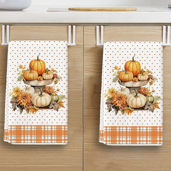 Wzzjkit Pumpkin Striped Kitchen Maple Leaf Text Dishwashing Kitchen Dishwashing Bathroom Hand