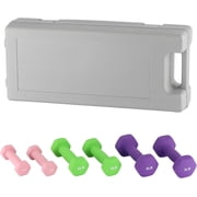 EDTara Colorful Neoprene Dumbbell Set with Storage Rack, Hexagon Hand Weights for Home Gym, Anti-Slip, Multiple Weights