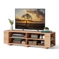 thumbnail image 1 of Costway Meuble Télé en Bois de 59 Pouces Console de Rangement Centre Multimédia avec Tablette Naturel, 1 of 9