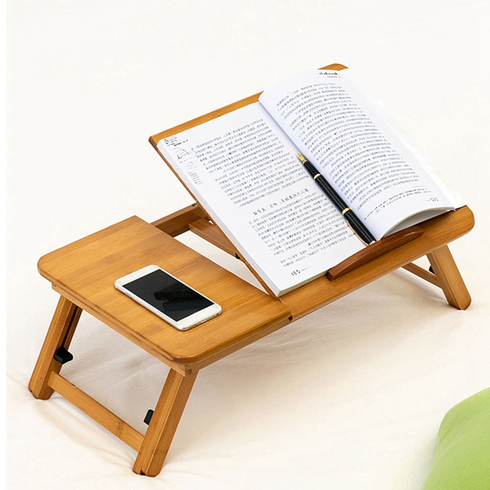 Cergrey Bureau d'Ordinateur Pliant en Bambou de Style Moderne pour Étudiant, Bureau pour Portable à Hauteur Réglable, Bureau d'Ordinateur Pliant, Table pour Portable