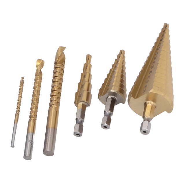 Saw Drilling Bits, HSS Drill Bit Set High Hardness Wear Resistant Chip Removal 6Pcs Straight Grooved For Slotting For Wood