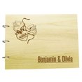 thumbnail image 1 of Custom Wood Wedding Guest Book Rustic Wooden Engraved Guestbook Heart & Pigeon Bird, 1 of 2
