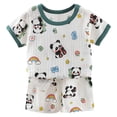 thumbnail image 1 of BOBOGOJP Pyjama 2 Doux à Manches Courtes Ensemble de Pyjama d'Été Extensible Court Vêtement de Nuit Grand (Vert Armée, 2-3 Ans), 1 of 6