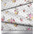 thumbnail image 3 of Soimoi White Poly Georgette Fabric Leaves,Small Circle & Floral Decor Fabric Printed BTY 42 Inch Wide, 3 of 3