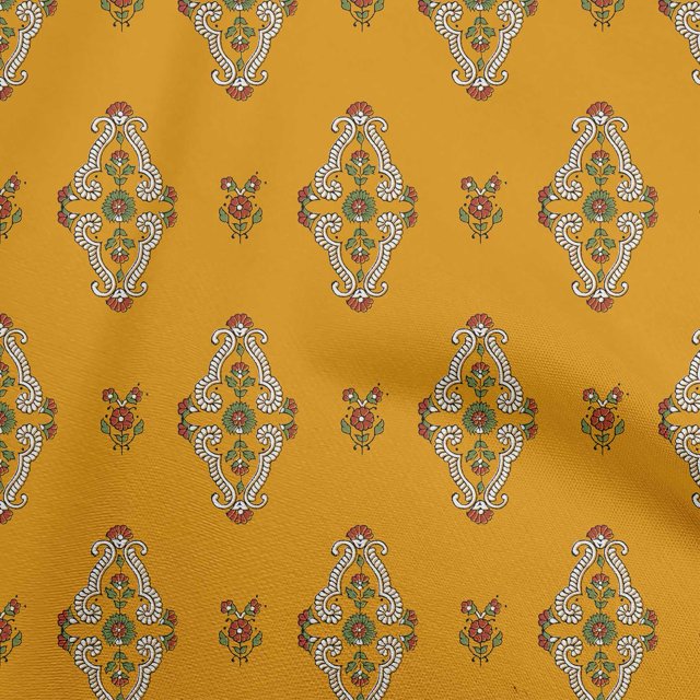 oneOone Rayon Orange Fabric Block Quilting Supplies Print Sewing Fabric By The Yard 56 Inch Wide