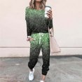 thumbnail image 1 of Soldes de Liquidation tumgatte Tenues pour Femmes Tenues Décontractées Grande Taille Tenues d'Automne pour Femmes Ensemble Détente Mode Imprimé Manches Longues Col Rond Chandail à Enfiler Hauts et Pantalons Ensemble 2 Pcs pour Femmes, 1 of 5
