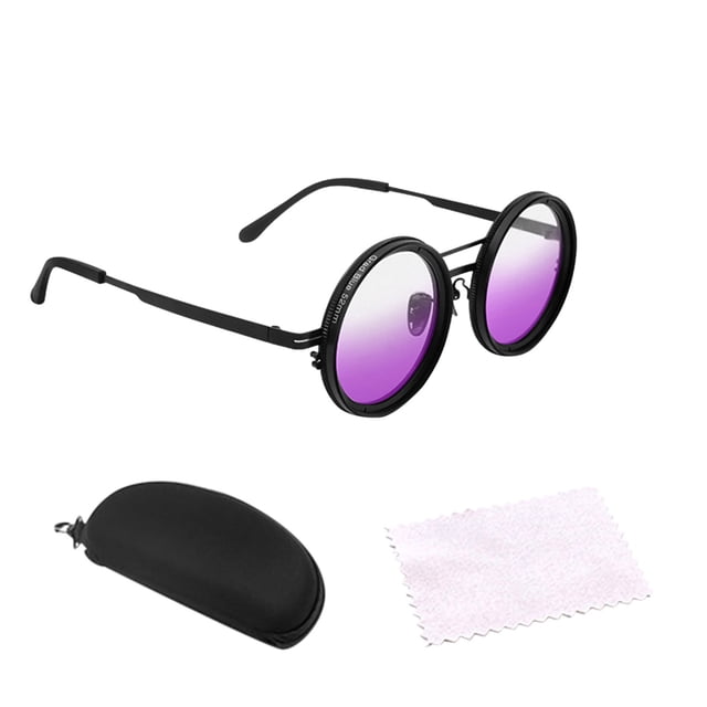 Lunettes de Soleil Rondes Polarisées avec Teinte Réglable en Continu ND9, Commande Manuelle de 1 à 9 Vitesses pour Activités de Plein Air