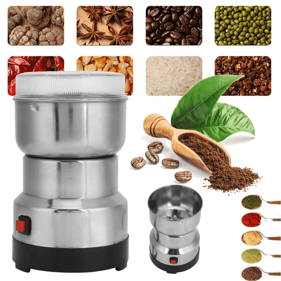 EIGTHTAIL Moulin à Café Électrique en Acier Inoxydable Céréales Grains Fève Noix Graine Herbe Moudre Épice Broyeur Mélangeur 110V-220V