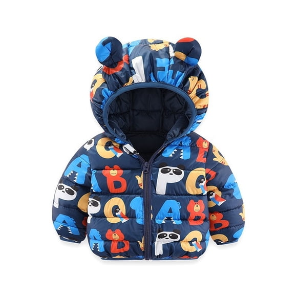 Toddler Winter Coat Baby Girls Puffer Coat Bear Ears Hooded Jacket Zipper Windproof Jacket Outwear for Baby Infant Winter Warm Outwear Jacket Coat Newborn Baby Clothes 18-24 Months