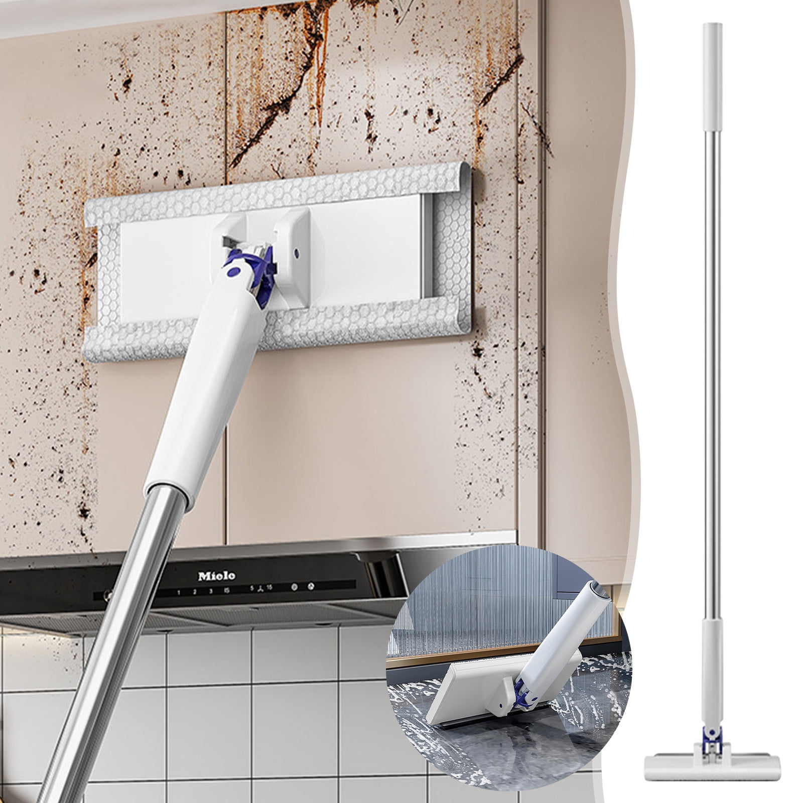 Chmadoxn Facial Towel Mini Mop No Need To Wash Lazy People By Hand Automatic Cloth Clamping Flat Mop Secondary Use Of Cloth Lazy People Extended flat mop