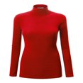 thumbnail image 1 of Chandail à Col Roulé Côtelé à Manches Longues pour Femmes, Chandail, L Rouge, 1 of 6
