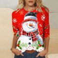 thumbnail image 1 of Jienlioq Hauts Grande Taille pour Femmes Mode T-Shirt Décontracté de Noël pour Femmes à Imprimé Col Rond Manches 3/4 Haut Blouse Rabais, 1 of 5