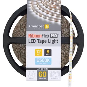 Armacost Lighting RibbonFlex Pro 12V White LED Strip Lights 60 LED/m, 6500K, 8.2 ft 182211