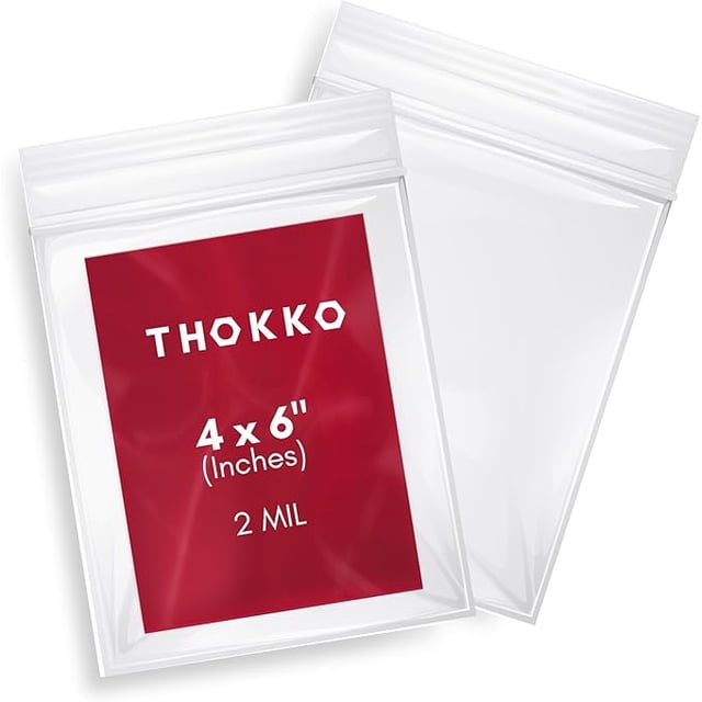 Clear Reclosable Bags, Single Track Zipper 2 Mil Thickness Zip Plastic Poly Bags (100) (4x6)