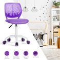 thumbnail image 3 of Giantex Swivel Office Desk Chair, Small Armless Task Chair with Hollow-out Back, Upholstered Mesh Seat, Sturdy Construction, Height Adjustable Computer Chair for Study, 3 of 10
