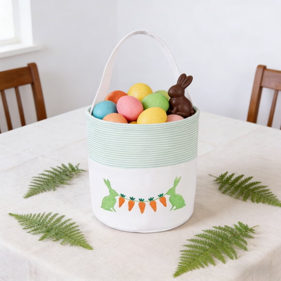 Easter Storage Basket Children's Party Embroidered Bunny Egg Tote Basket