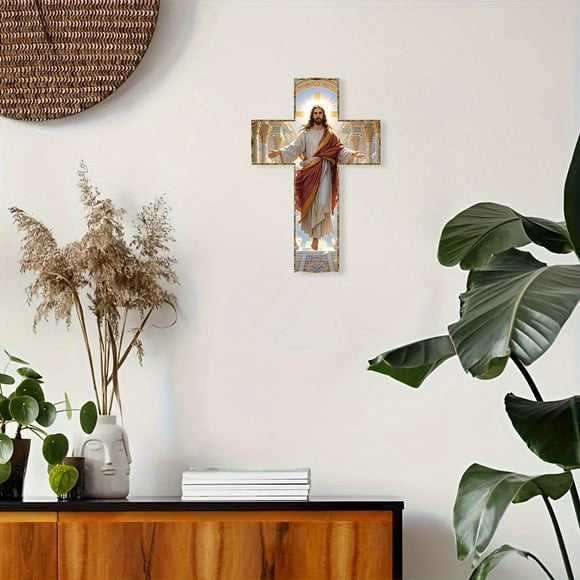 Fwttom in Gods Arms Gold-Edged Crosses Wooden Plaques Inspirational Decorative Hanging Sign