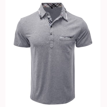 FAIWAD Men's Short Sleeve Button Down Shirt Casual Plaid Collar Shirts Summer Loose Pullover Tops