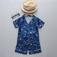 thumbnail image 2 of Trolimons Pyjama à Manches Courtes Respirant de Printemps pour Fille, Bleu Foncé, 2 of 4