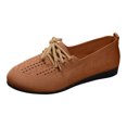 thumbnail image 1 of B91xZ Mocassins Classiques Confort pour Femmes Bout Rond Chaussures Plates pour Femmes à Enfiler Ballerines Habillées pour Filles, Brun 8, 1 of 1