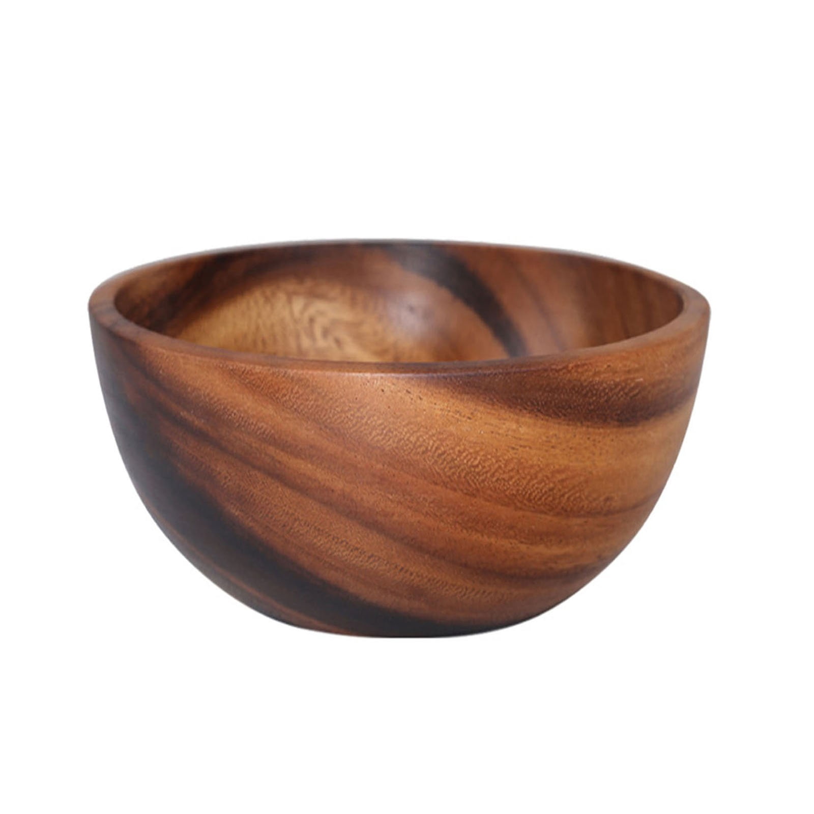Bovemsi Dinnerware Household Round Wooden Fruit Salad Bowl Dinnerware Basin Container Kitchen Tool