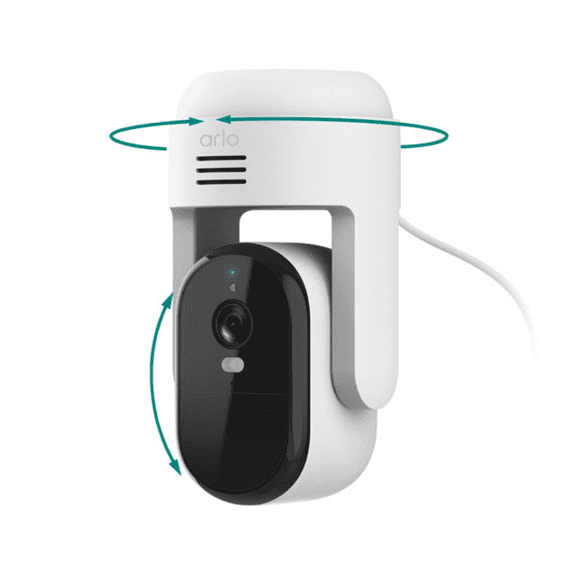 Arlo Essential Outdoor Pan & Tilt Security Camera, 2K, White