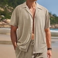 thumbnail image 1 of EOYWHK Mens Short Sleeve Shirt Lightweight Button Down Cardigan Solid Color Summer Hawaiian Shirt with Pockets, 1 of 9