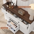 thumbnail image 4 of GloryStar Farmhouse Buffet Cabinet, Sideboard Storage Cabinet with 5 Drawers and 2 Sliding Barn Doors, Wood Coffee Bar Table with Adjustable Shelf, Kitchen Sideboard for Living Room, Dining Room, 4 of 7