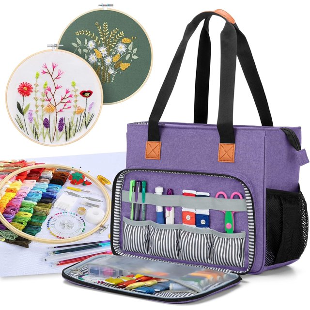Embroidery Project Bag Embroidery Kits Storage Tote (Bag Only) Purple